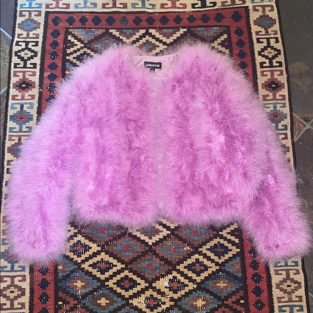Lamarque lavender orchid fur feather jacket S - Picture 2 of 10